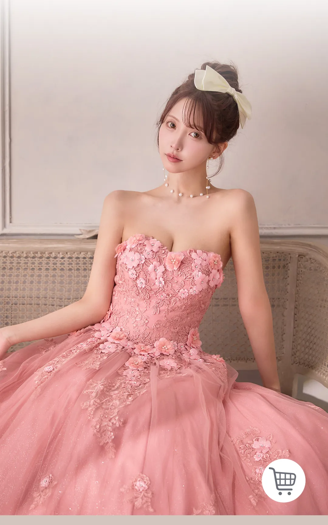 【ANGEL R/エンジェルアール】ベア/ ウェディング/ バースデー/ プリンセス/ フラワーパール/ ビジュー/ ラメ/ キャバドレスlong1