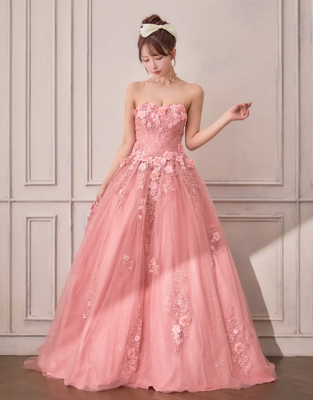 【ANGEL R/エンジェルアール】ベア/ ウェディング/ バースデー/ プリンセス/ フラワーパール/ ビジュー/ ラメ/ キャバドレスlong3