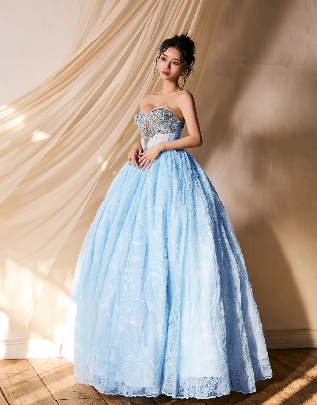 【ANGEL R/エンジェルアール】ベア/ ウェディング/ バースデー/ プリンセス/ コルセット/ フラワーレース/ バストビジュー/ ウエストシースルー/ キャバドレスlong3