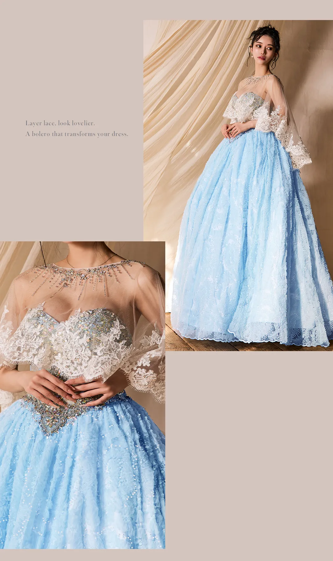 【ファッション小物：レースケープ】【ANGEL R/エンジェルアール】レースボレロ/ ショール/ デコルテビジュー/ フラワースパンコール3