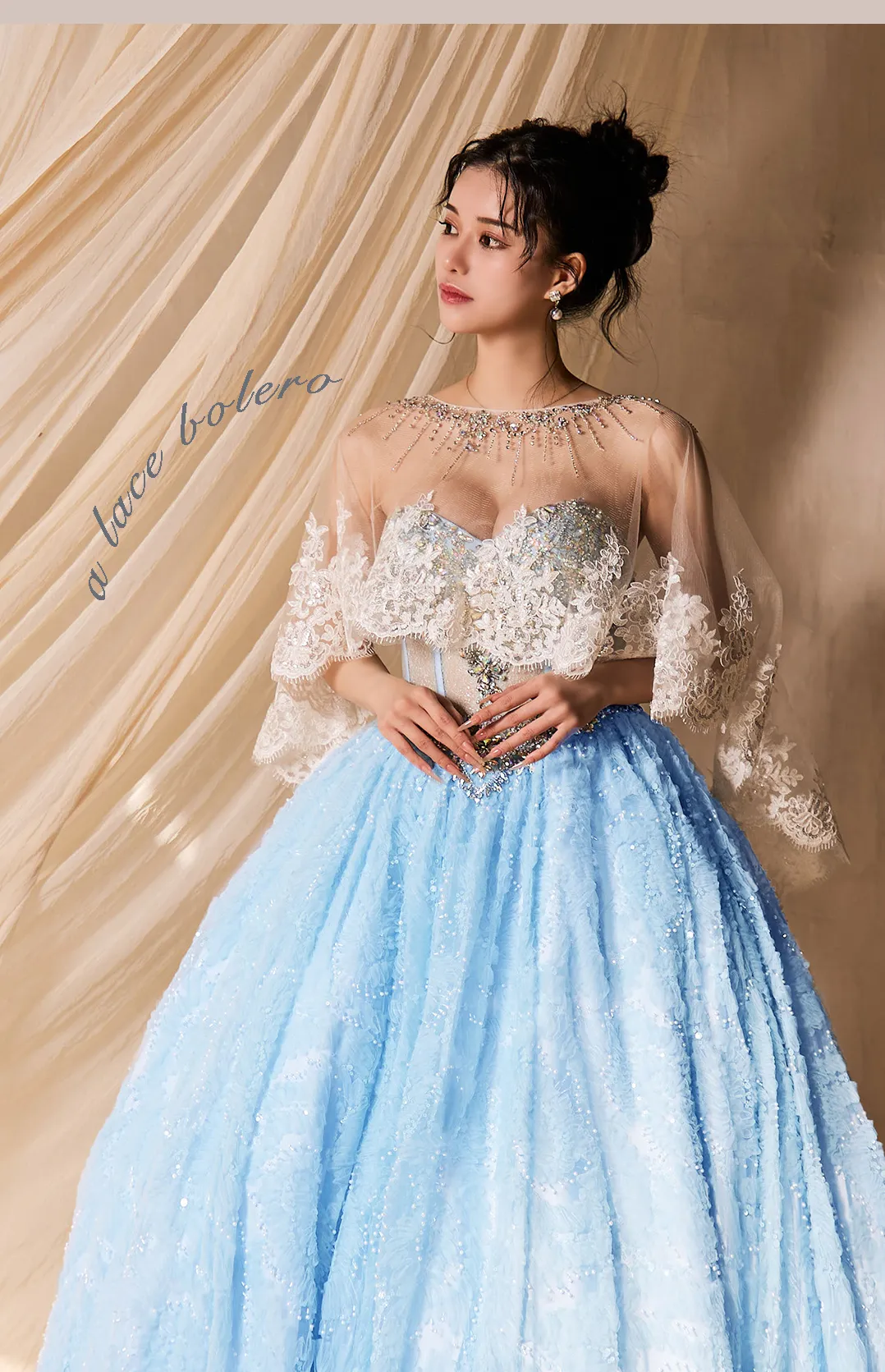 【ファッション小物：レースケープ】【ANGEL R/エンジェルアール】レースボレロ/ ショール/ デコルテビジュー/ フラワースパンコール4