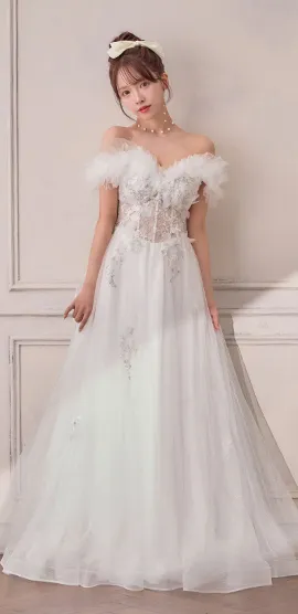 【JEAN MACLEAN/ジャンマクレーン】チョーカー付き/ 立体フラワー/ 刺繍/ シアー/ ベア/ ティアードフリル/ Aライン/ フレア/ プリンセス/ ロングドレス/ キャバドレス5