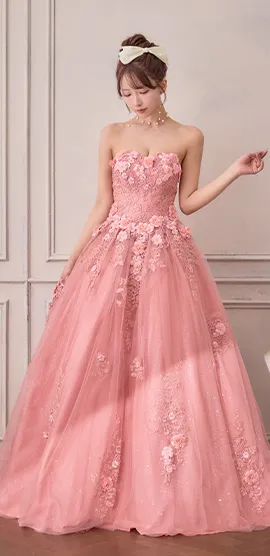 【JEAN MACLEAN/ジャンマクレーン】チョーカー付き/ ラメ/ プリーツ/ 立体フラワー/ ベア/ フレア/ Aライン/ プリンセス/ ロングドレス/ キャバドレス5