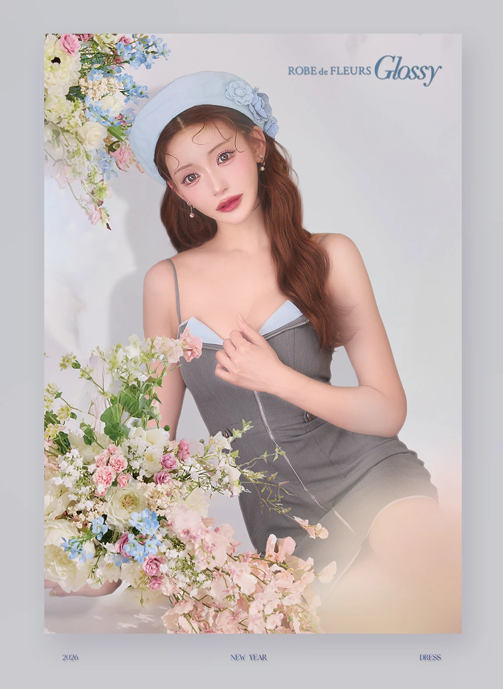 【Glossy/グロッシー】フロントジップ/ 台形/ タイト/ ミニドレス/ キャバドレス8