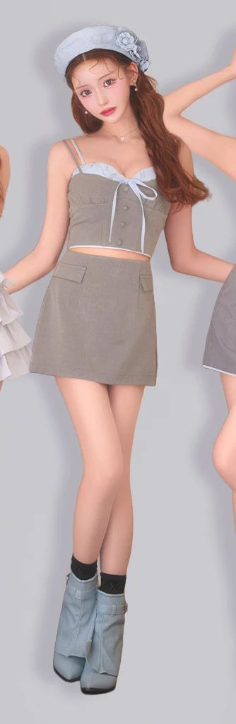 【Glossy/グロッシー】バイカラー/ キャミ/ レイヤード/ セットアップ/ タイト/ ミニドレス/ キャバドレス