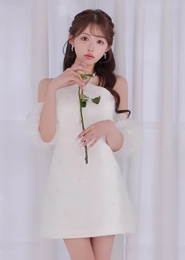 ガーリー / オフショル / レース / ミニドレス / フェミニン / 甘め / キャバドレス / 上品可愛い / 夜ドレス / 華やか