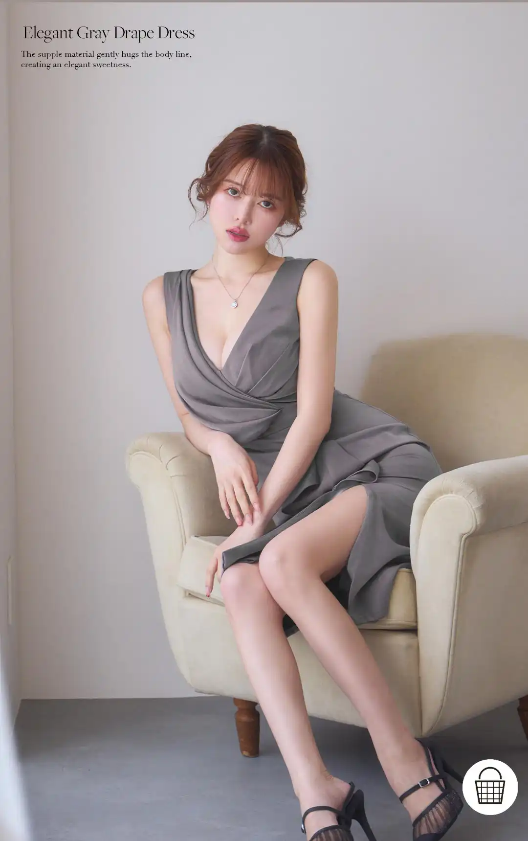 バックオープン起毛ニットフレアミニキャバドレス