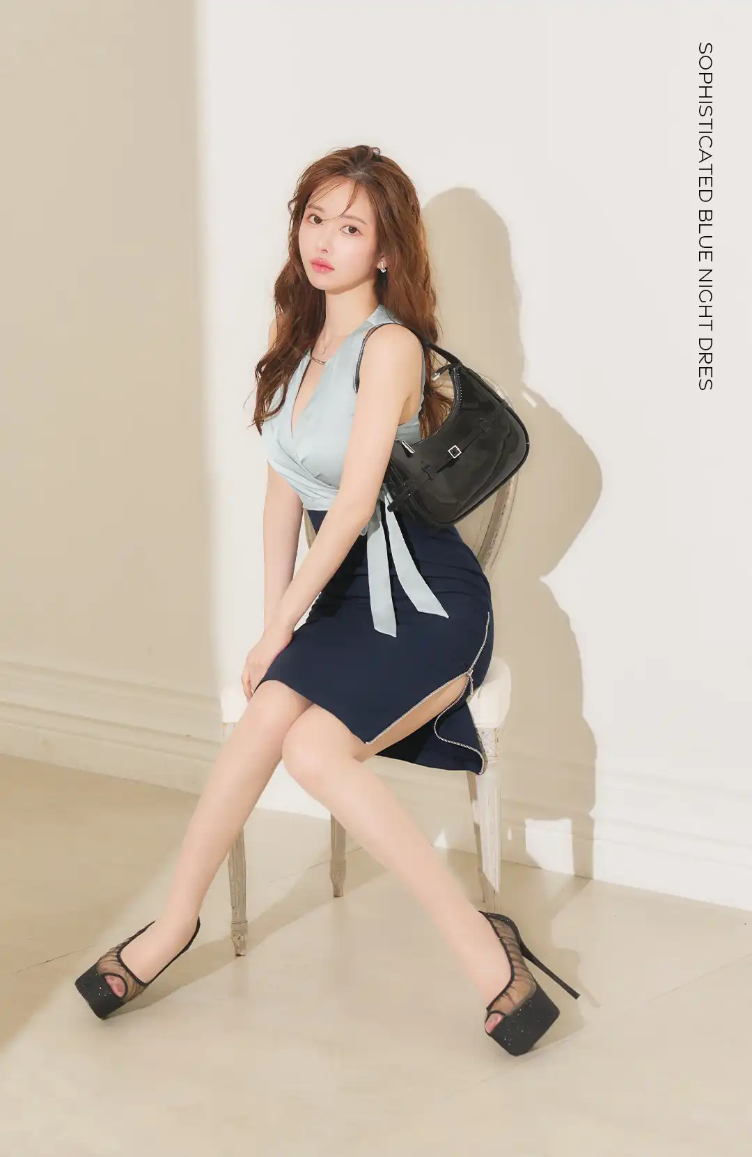 バックオープン起毛ニットフレアミニキャバドレス