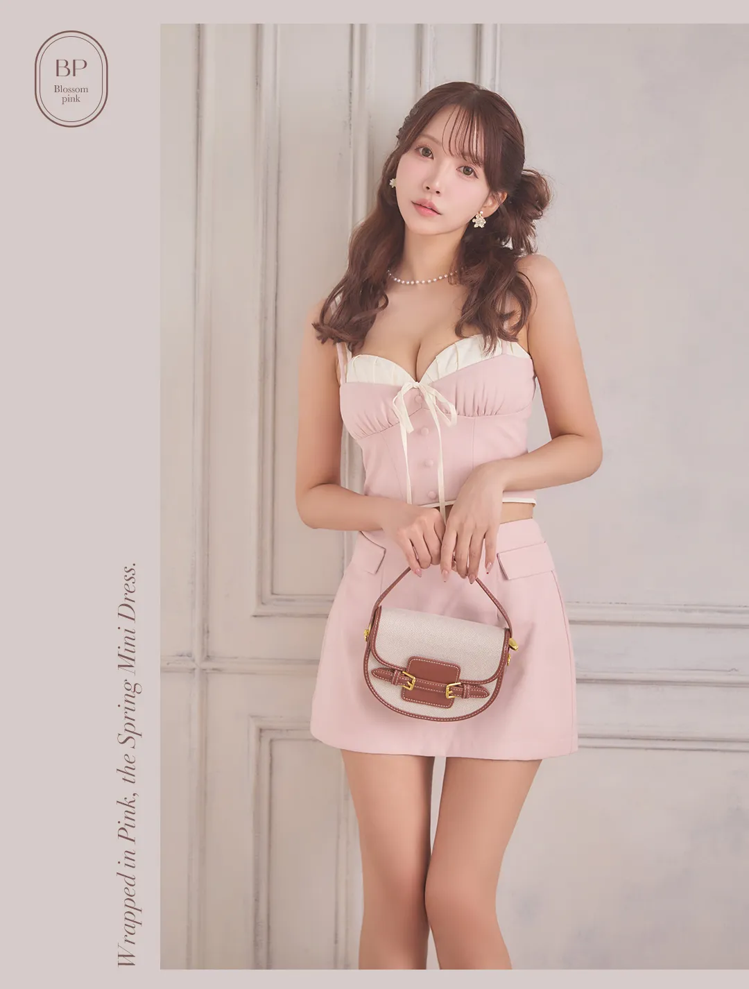 ピンク / バイカラー / 配色デザイン / ミニドレス / フェミニン / 大人可愛い / 春ドレス / 配色ワンピ / キャバドレス / 主役ドレス 4