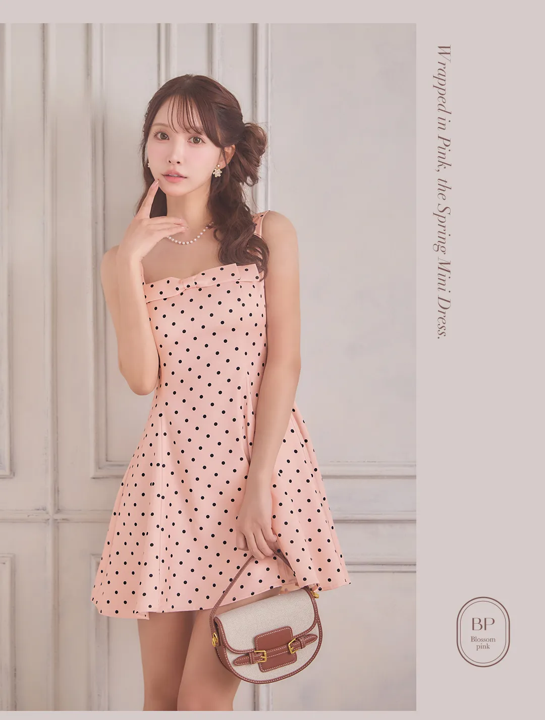 ピンク / ドット柄 / 水玉ワンピ / ミニドレス / フェミニン / 大人可愛い / 春ドレス / 甘さ控えめ / キャバドレス / 柄ワンピ 3