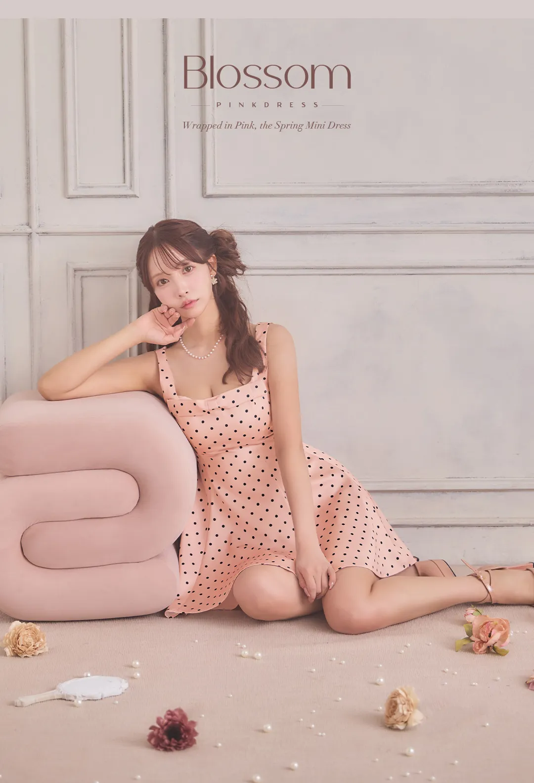 ピンク / ドット柄 / 水玉ワンピ / ミニドレス / フェミニン / 大人可愛い / 春ドレス / 甘さ控えめ / キャバドレス / 柄ワンピ 5