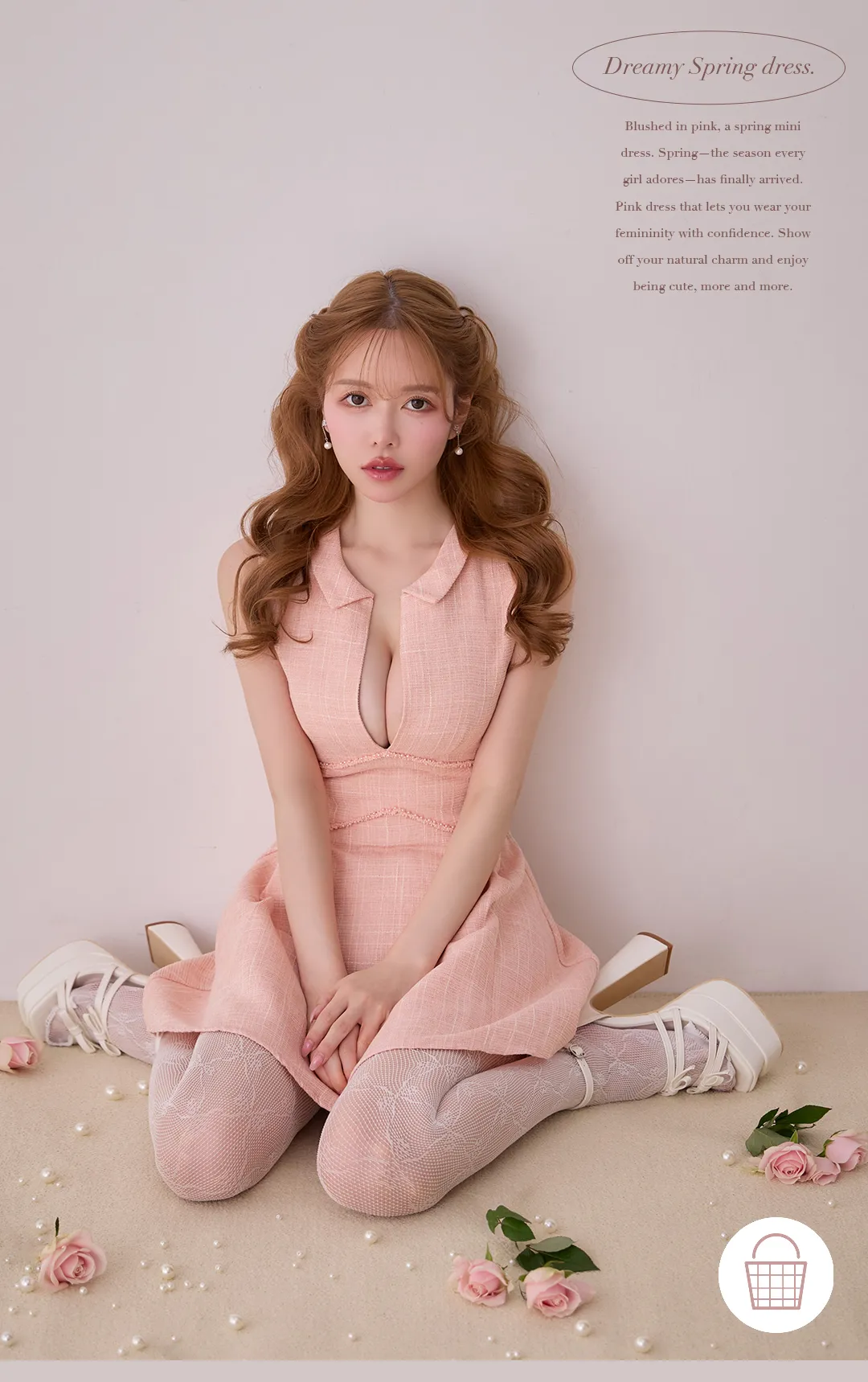 ピンク / ミニドレス / デザインミニ / 抜け感 / 大人可愛い / きれいめ / 春ドレス / キャバドレス 1