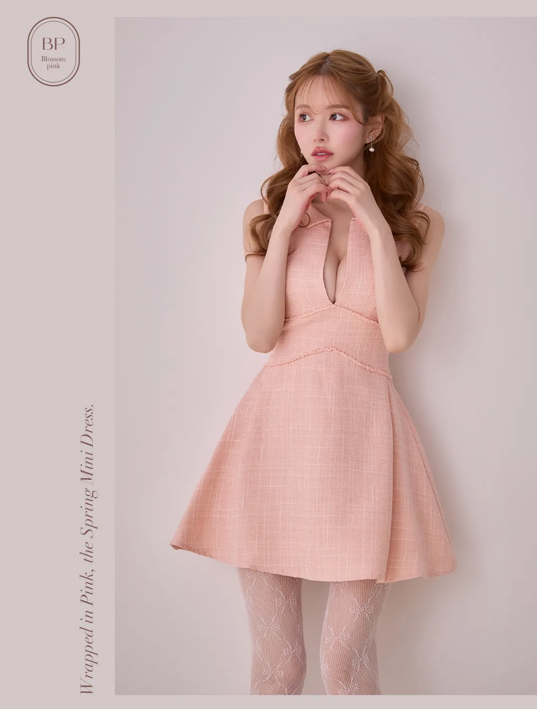 ピンク / ミニドレス / デザインミニ / 抜け感 / 大人可愛い / きれいめ / 春ドレス / キャバドレス 4