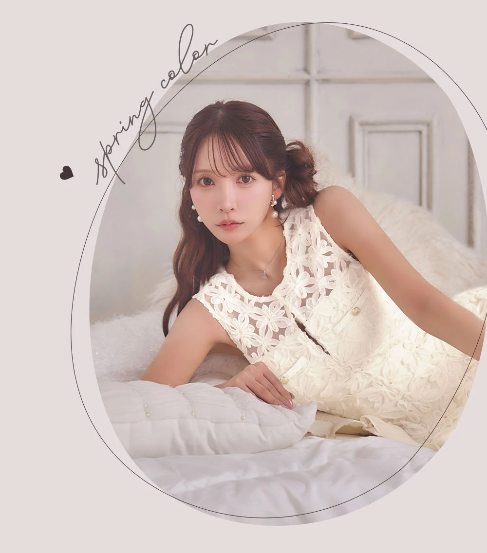 【ROBE de FLEURS/ローブドフルール】フラワーレース/ ティアード/ ペプラム/ セットアップ/ フレア/ ミニドレス/ キャバドレス3