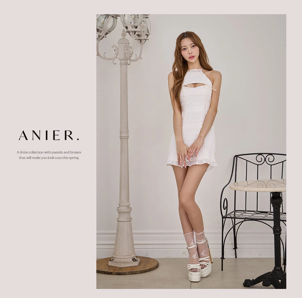 【ANIER./アニエル】【ROBE de FLEURS/ローブドフルール】Chiffon halter neck bust cutout tight mini dress/ シフォン/ ホルターネック/ バストカットアウト/ タイト/ ミニドレス/ キャバドレス2