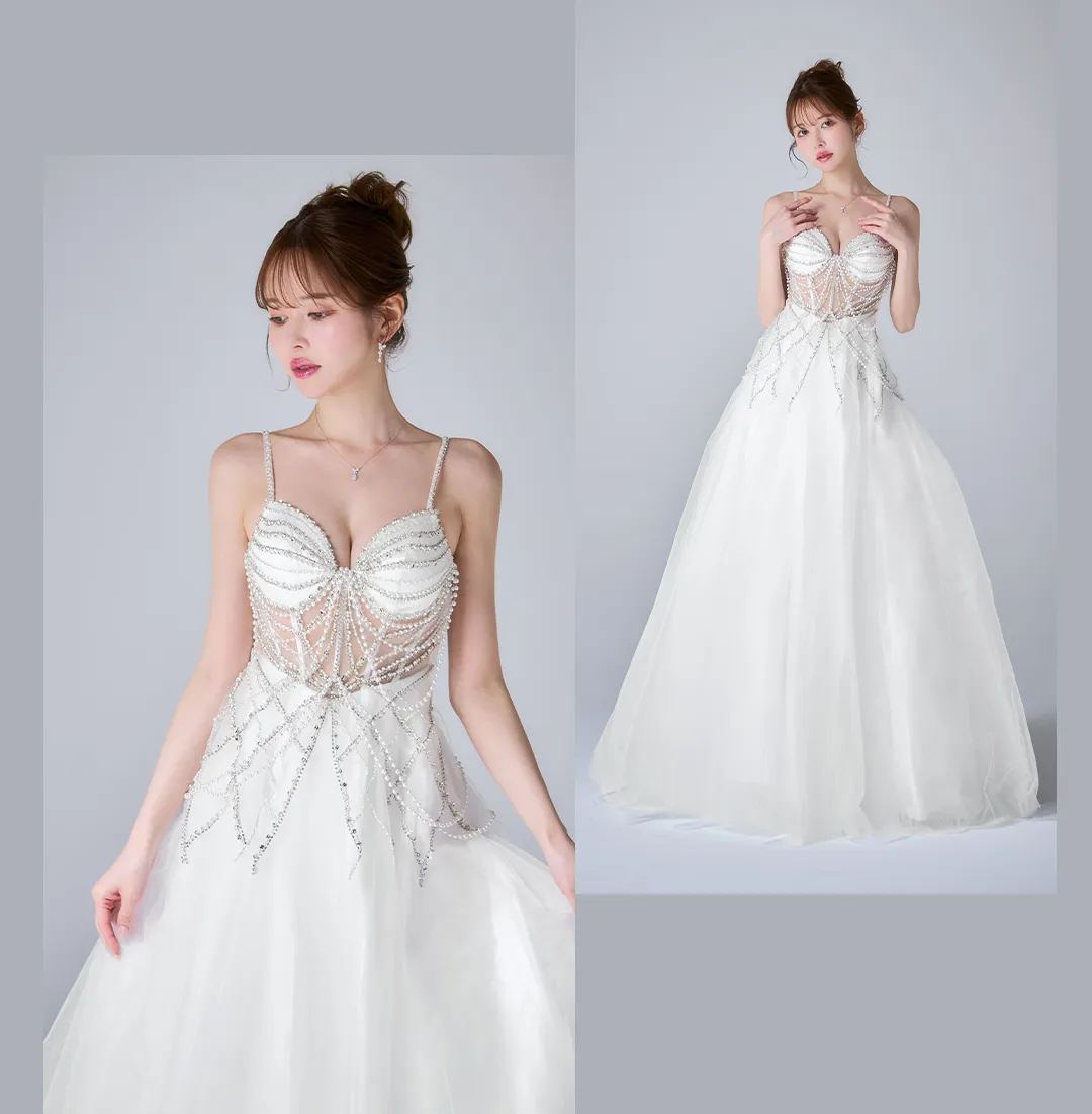 【JEAN MACLEAN/ジャンマクレーン】ラインストーン/ ビジュー/ パール/ シアー/ チュール/ キャミソール/ フレア/ Aライン/ プリンセス4