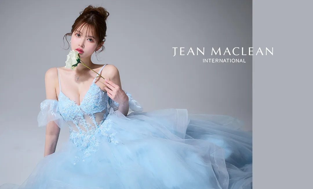 【JEAN MACLEAN/ジャンマクレーン】ビーズ刺繍/ ビジュー/ スパンコール/ 立体フラワー/ チュール/ ベアトップ/ フレア/ Aライン/ プリンセス
