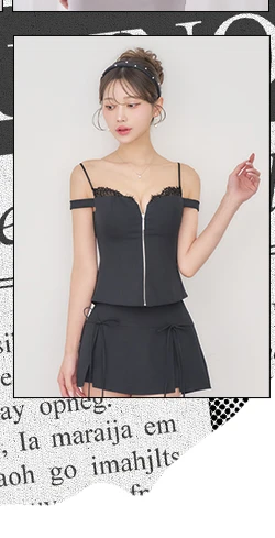 【ANIER./アニエル】【ROBE de FLEURS/ローブドフルール】Bust lace layered two-piece mini dress/ バストレース/ レイヤード/ ツーピース/ フレア/ マイクロミニドレス/ キャバドレス