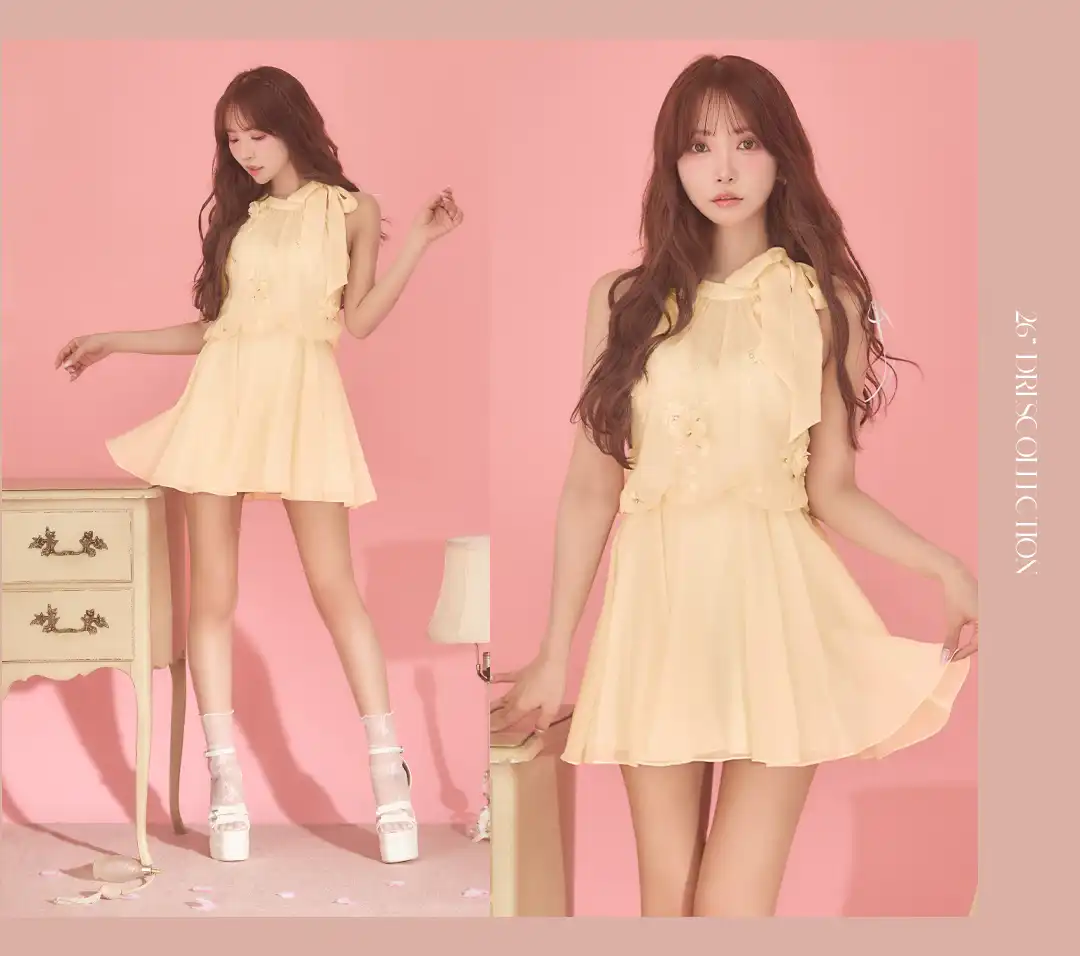 バックオープン起毛ニットフレアミニキャバドレス