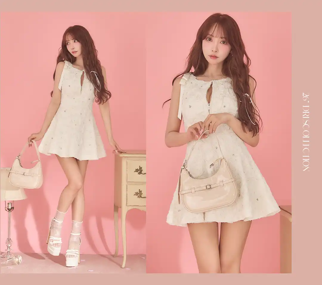 バックオープン起毛ニットフレアミニキャバドレス