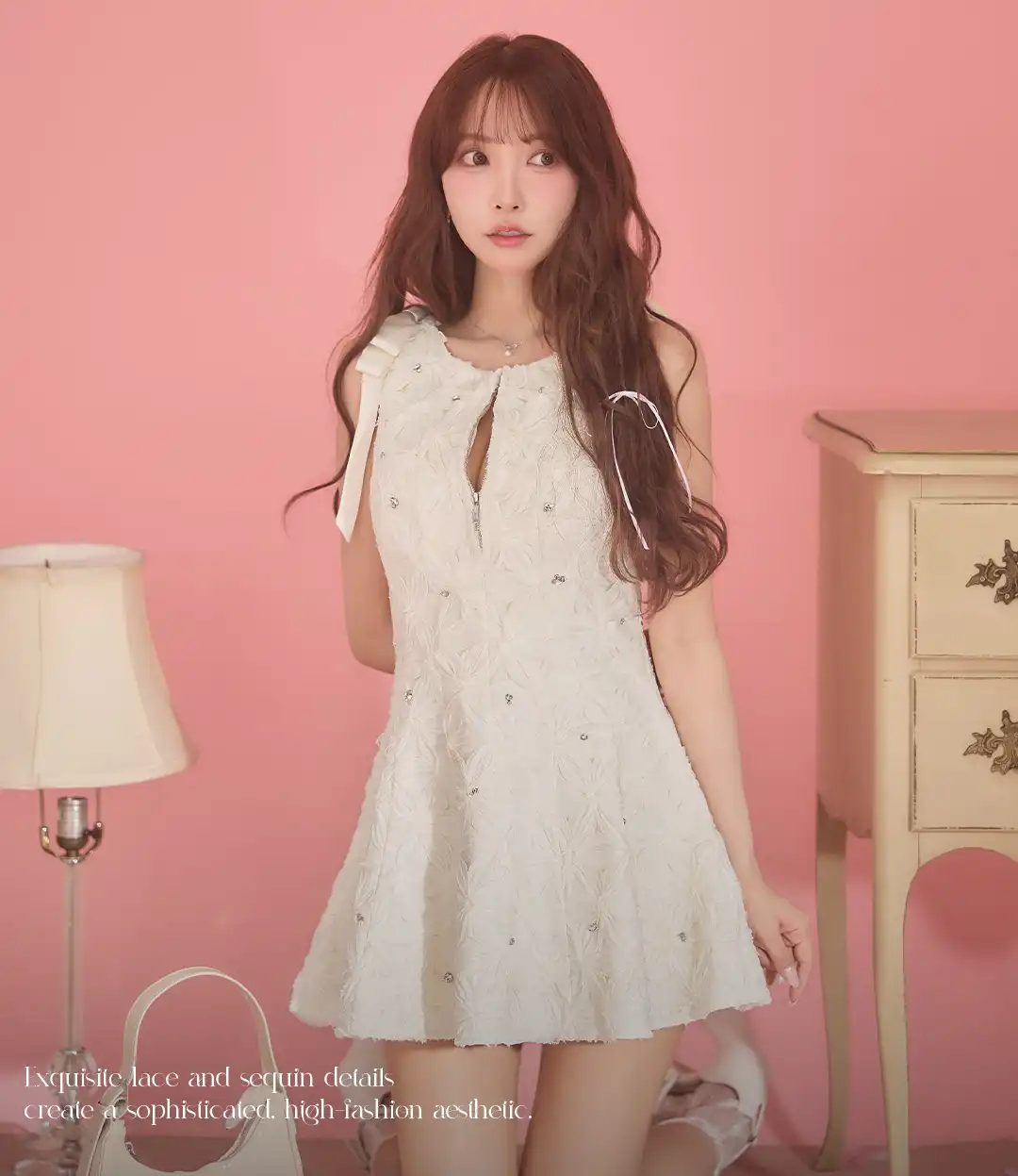 バックオープン起毛ニットフレアミニキャバドレス