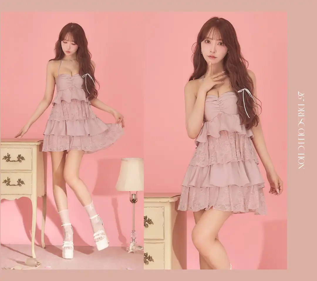 バックオープン起毛ニットフレアミニキャバドレス