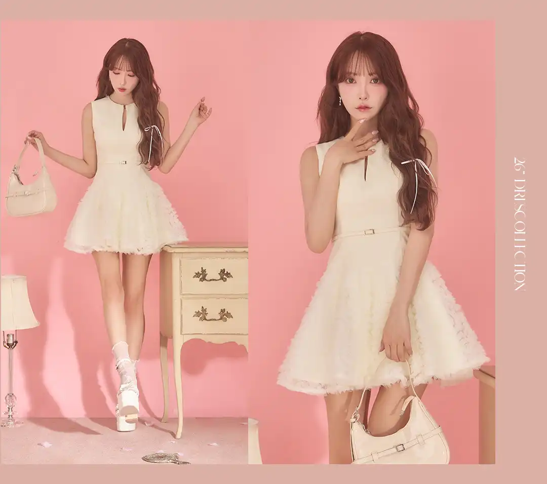 バックオープン起毛ニットフレアミニキャバドレス