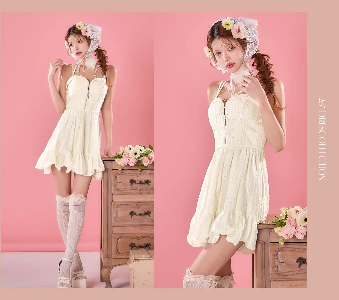 バックオープン起毛ニットフレアミニキャバドレス