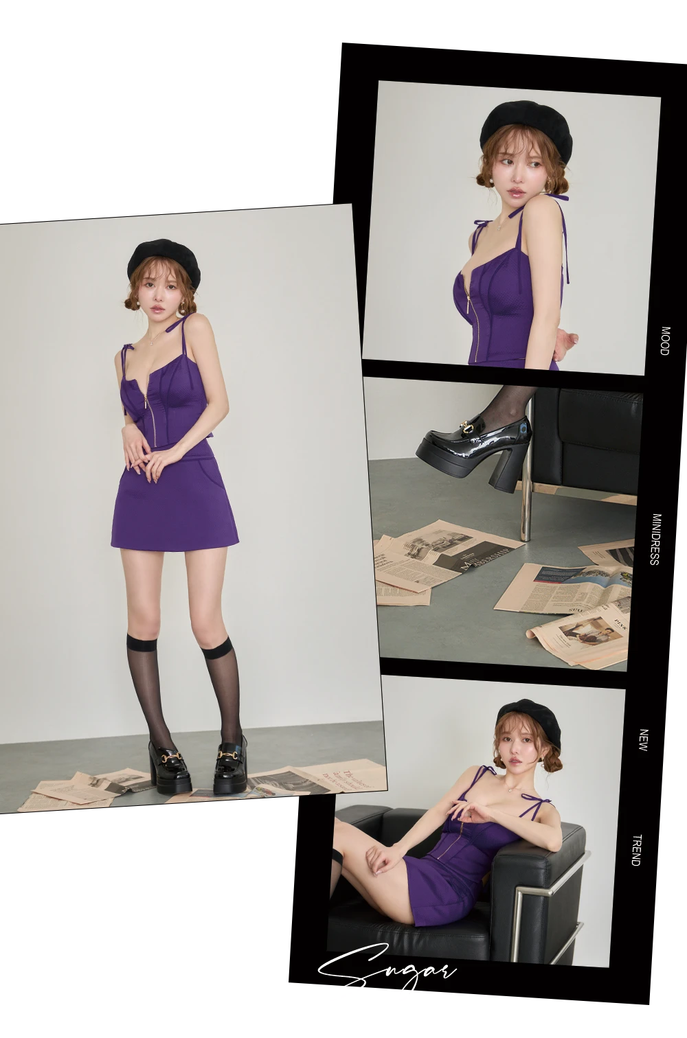 【Glossy/グロッシー】ワンカラー/ キルティング/ ショルダーリボン/ セットアップ/ ミニドレス/ キャバドレス2