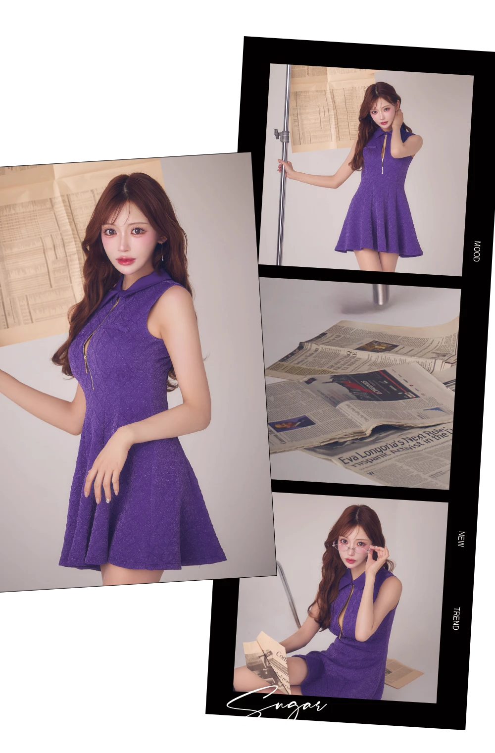 【ROBE de FLEURS/ローブドフルール】襟付き/ シンプル/ ラメ/ フレア/ ミニドレス/ キャバドレス2