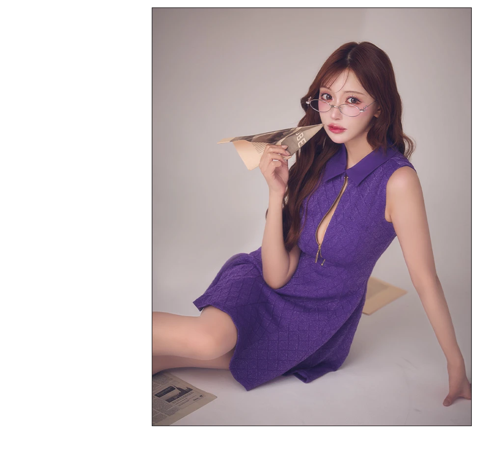 【ROBE de FLEURS/ローブドフルール】襟付き/ シンプル/ ラメ/ フレア/ ミニドレス/ キャバドレス4