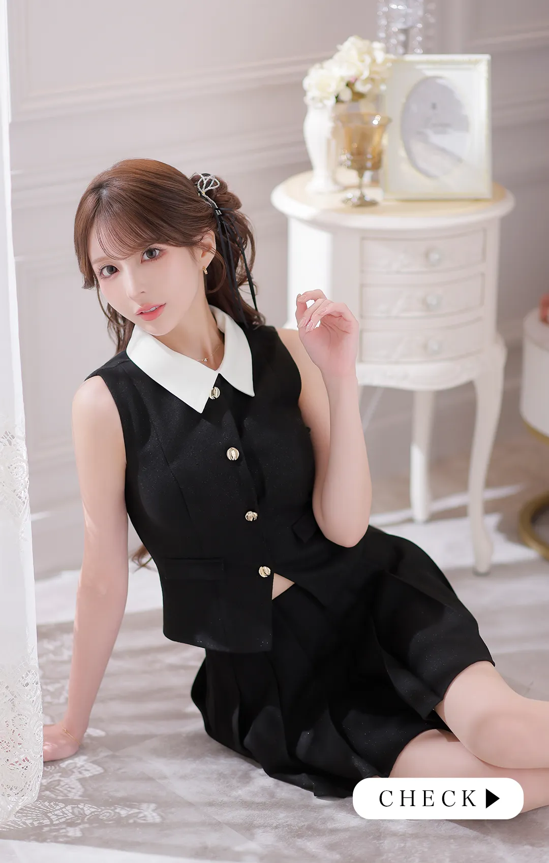 【ANGEL R/エンジェルアール】クロスネック/ チェック/ レース/ フレア/ マイクロミニドレス/ キャバドレス 1