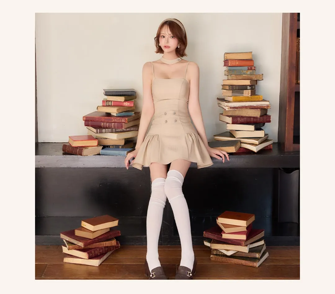 【ANGEL R/エンジェルアール】チョーカーデザイン/ ボタン/ セパレート/ Aライン/ フレア/ マイクロミニドレス/ キャバドレス