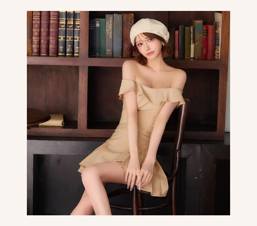 【ANGEL R/エンジェルアール】オフショル/ レイヤードデザイン/ プリーツ/ セパレート/ Aライン/ フレア/ マイクロミニドレス/ キャバドレス