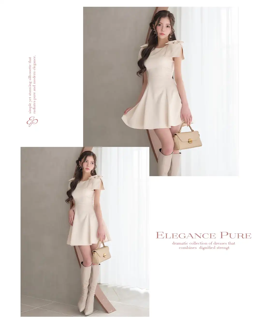 バックオープン起毛ニットフレアミニキャバドレス