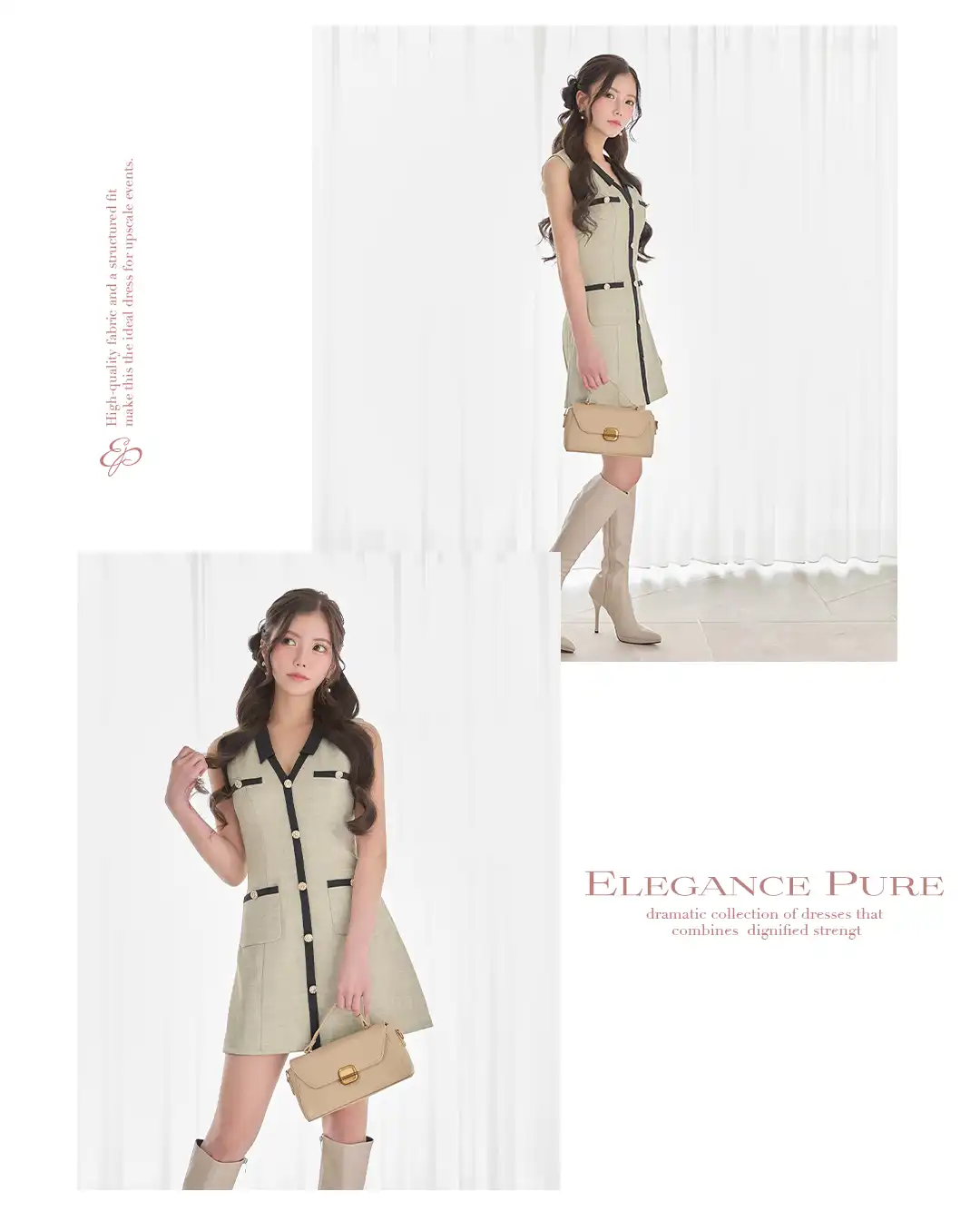 バックオープン起毛ニットフレアミニキャバドレス