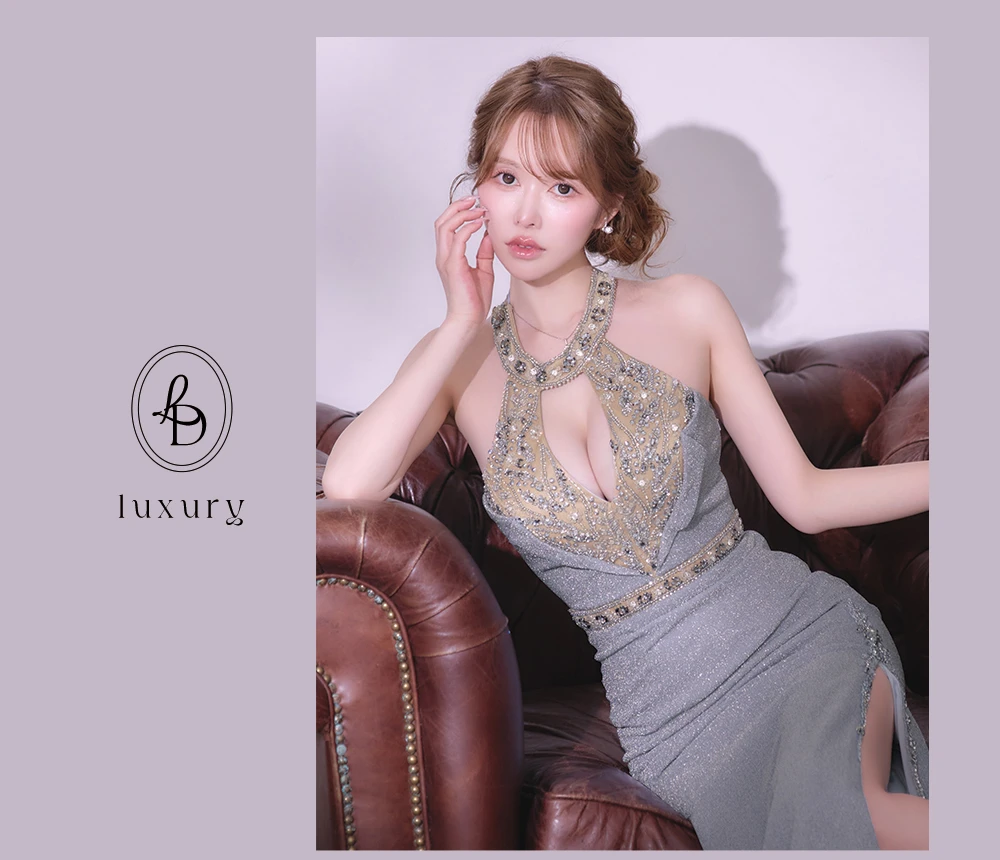 バックオープン起毛ニットフレアミニキャバドレス3