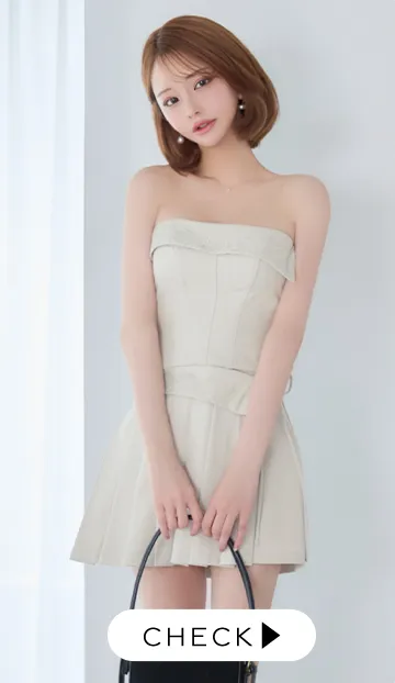 【ANGEL R/エンジェルアール】ベアトップ/ レース/ リボン/ プリーツ/ セパレート/ フレア/ マイクロミニドレス/ キャバドレス