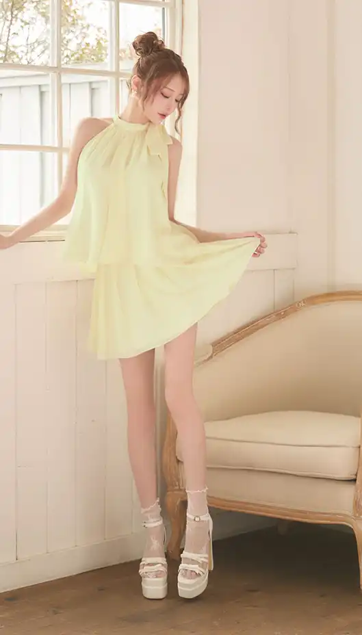 【ROBE de FLEURS Glossy/ローブ・ド・フルール グロッシー】ボタン/ キャミソール/ タイト/ ミニドレス/ キャバドレス