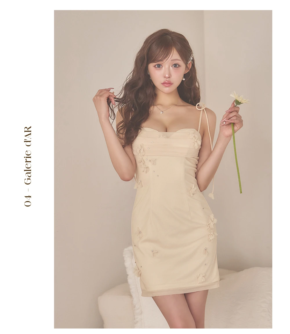 【ANGEL R/エンジェルアール】キャミソール/ フラワー/ メッシュ/ リボン/ タイト/ ミニドレス/ キャバドレス 2