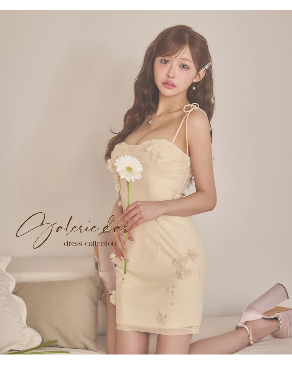 【ANGEL R/エンジェルアール】キャミソール/ フラワー/ メッシュ/ リボン/ タイト/ ミニドレス/ キャバドレス 4