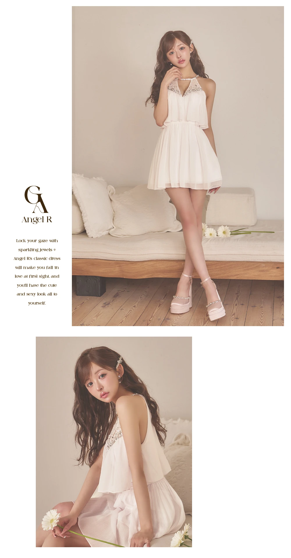 【ANGEL R/エンジェルアール】ホルターネック/ ビジュー/ レイヤード/ シフォン/ フレア/ マイクロミニドレス/ キャバドレス 3