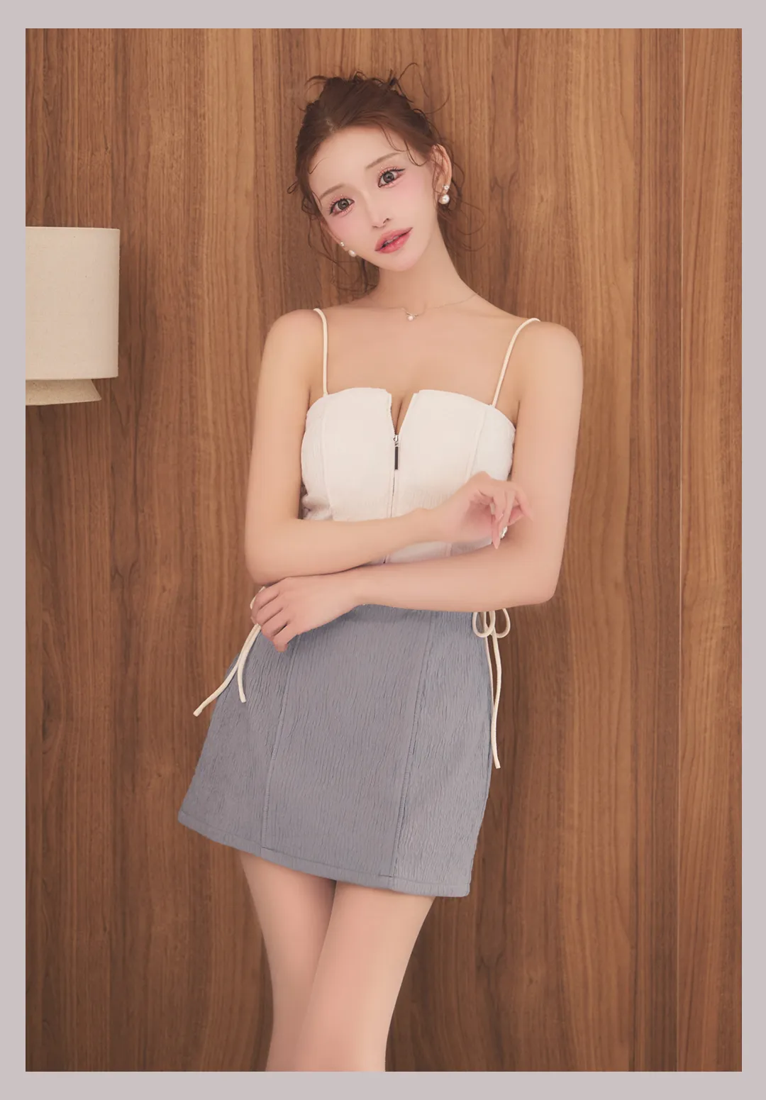 【予約商品/3月上旬発送予定】XSサイズあり【Glossy/グロッシー】サイドレースアップ/ バイカラー/ ツーピース/ ミニドレス/ キャバドレス