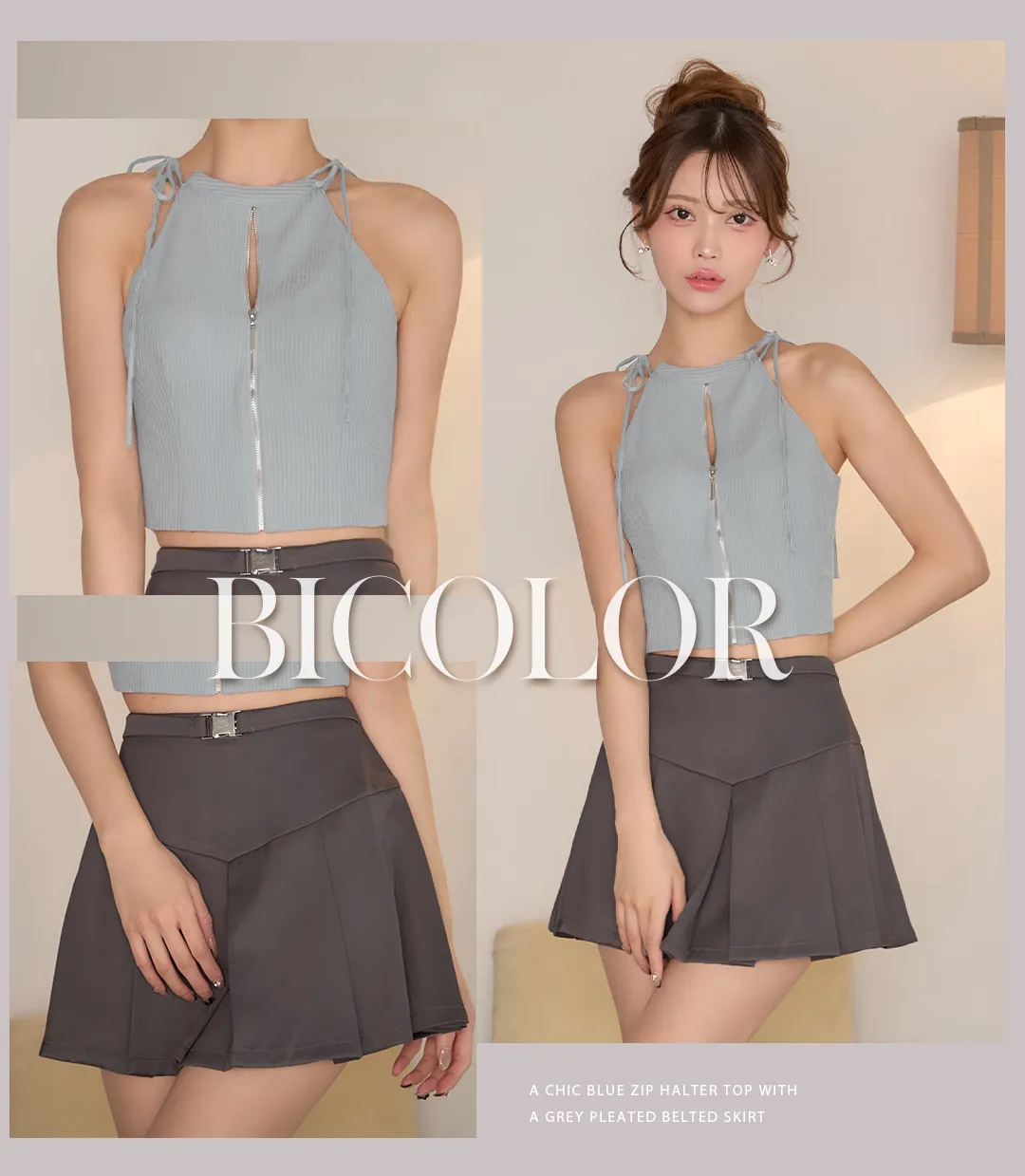 【予約商品/3月上旬発送予定】XSサイズあり【ROBE de FLEURS/ローブドフルール】バイカラー/ アメスリ/ ストレッチ/ セットアップ/ ミニドレス/ キャバドレス