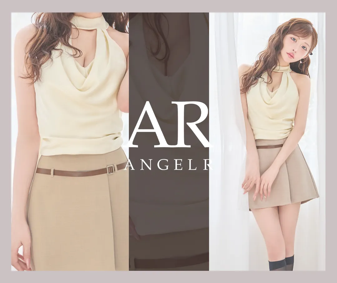 【ANGEL R/エンジェルアール】ホルターネック/ バストオープン/ ドレープ/ ウエストベルト/ バイカラー/ セパレート/ シフォン/ セットアップ/ フレア/ マイクロミニドレス/ キャバドレス