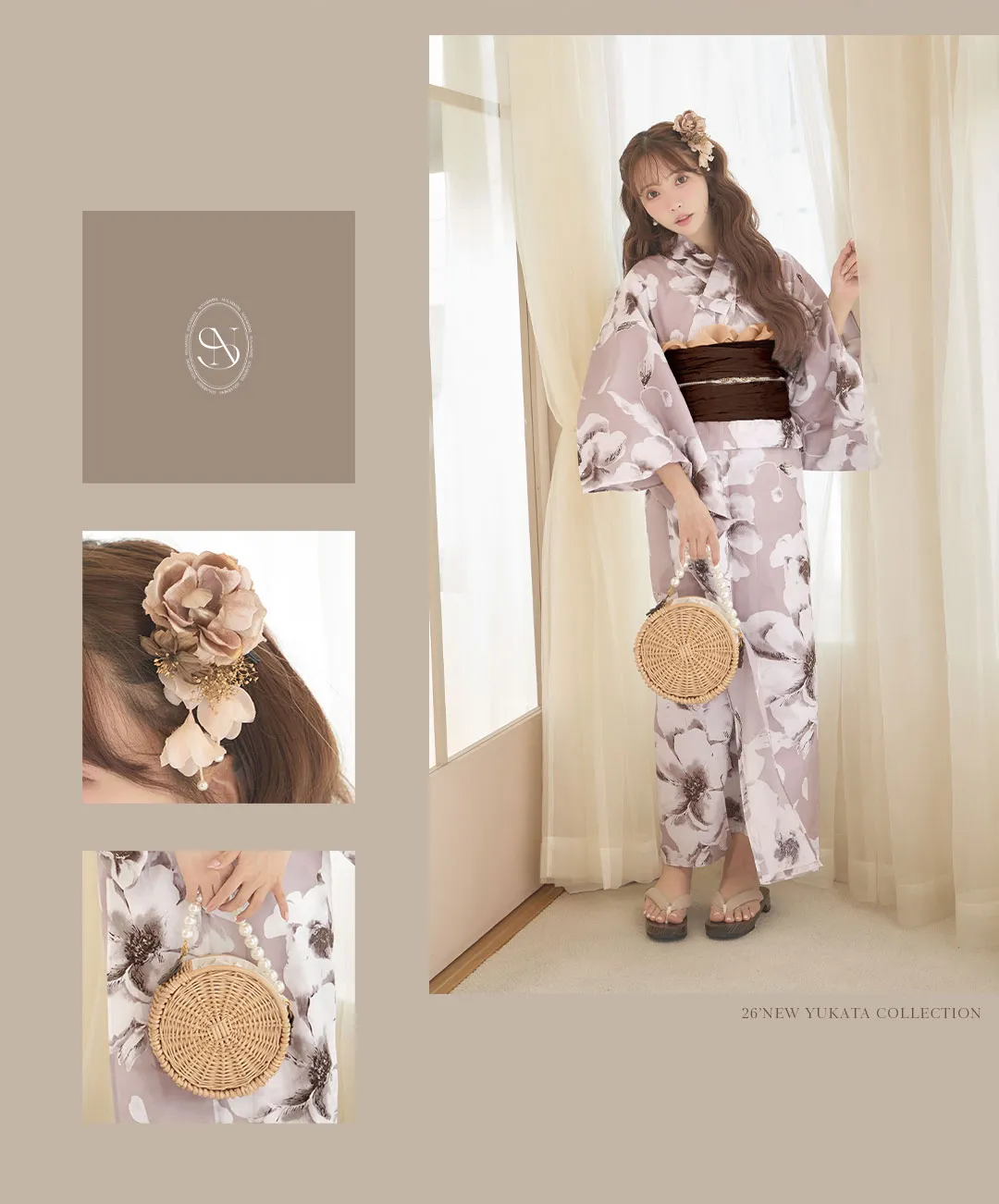 三上悠亜が着るMOCHA FLORAL浴衣-10