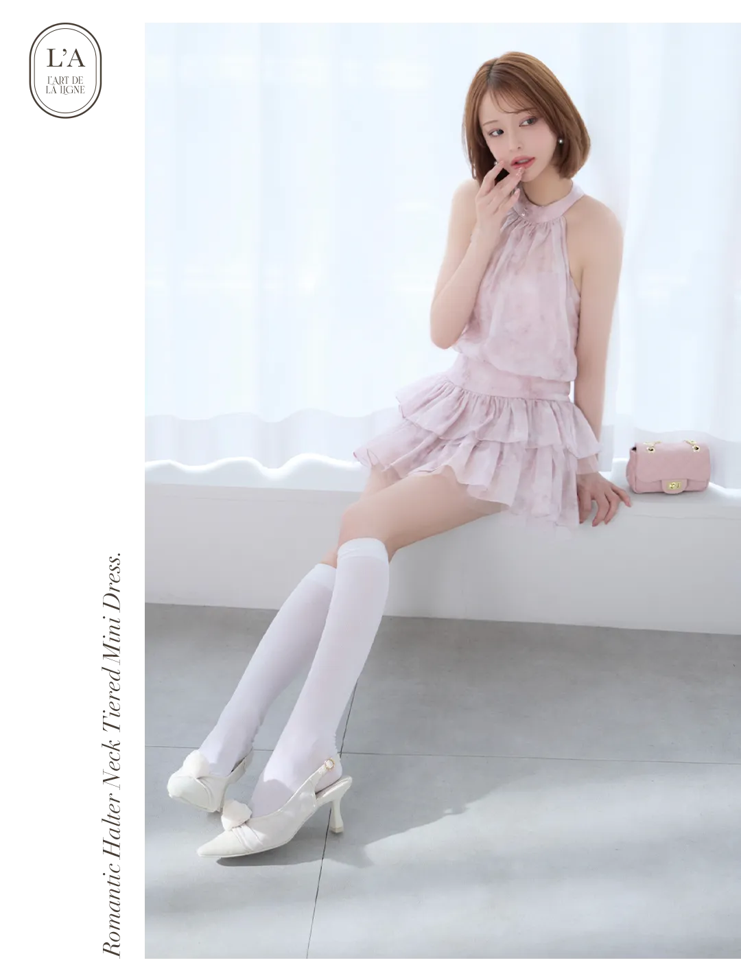 【ANGEL R/エンジェルアール】ホルターネック/ ギャザー/ ウエストマーク/ フラワー/ シフォン/ フレア/ マイクロミニドレス/ キャバドレス 4