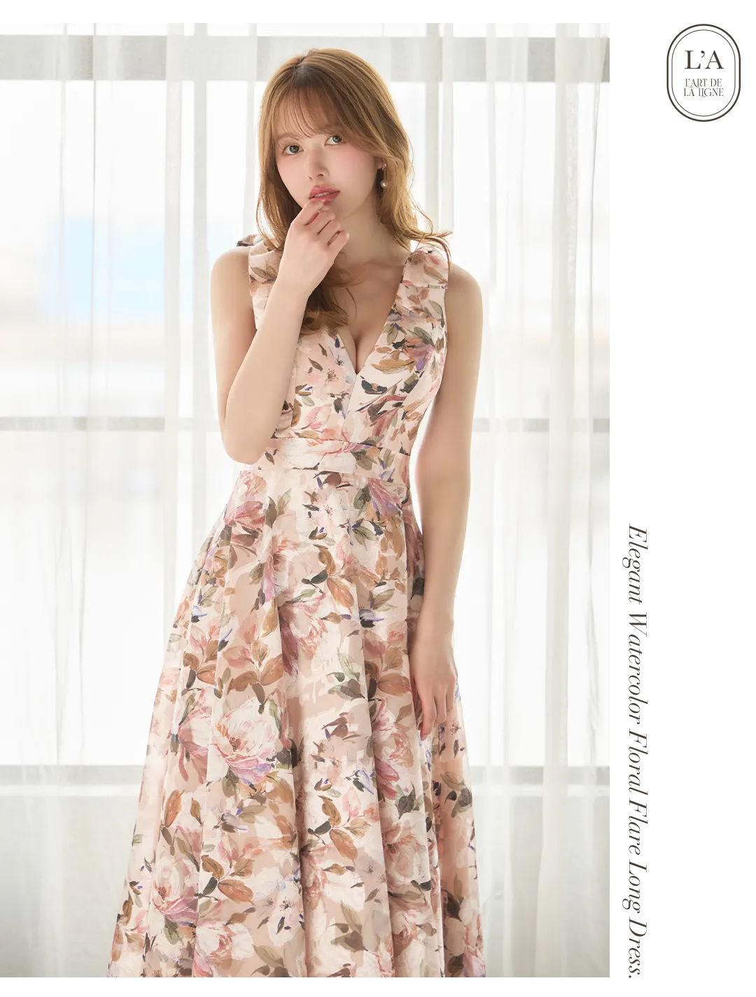 【SETTAN/セッタン】シンプル/ サテン/ ショルダーリボン/ Vネック/ Aライン/ ロングドレス / キャバドレス long 4