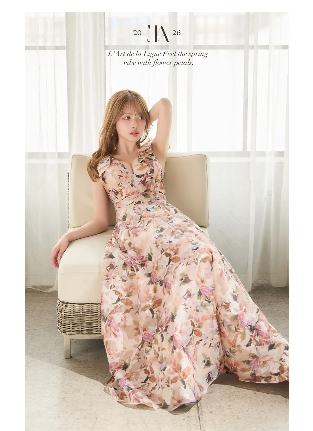 【SETTAN/セッタン】シンプル/ サテン/ ショルダーリボン/ Vネック/ Aライン/ ロングドレス / キャバドレス long 5