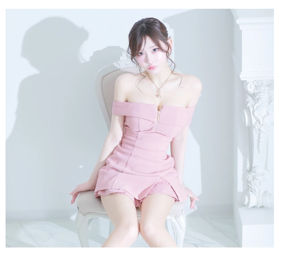 【NIGHTS掲載】XSサイズあり【DEA./ディア】バストジップ/ オフショル/ セットアップ/ フレア/ ミニドレス/ キャバドレス 4
